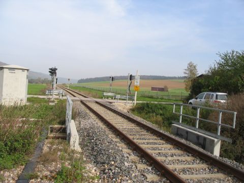 Brcke ber den Krebsbach und Bahnbergang bei Steppach