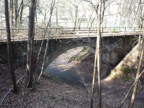 Brücke über einen Waldweg